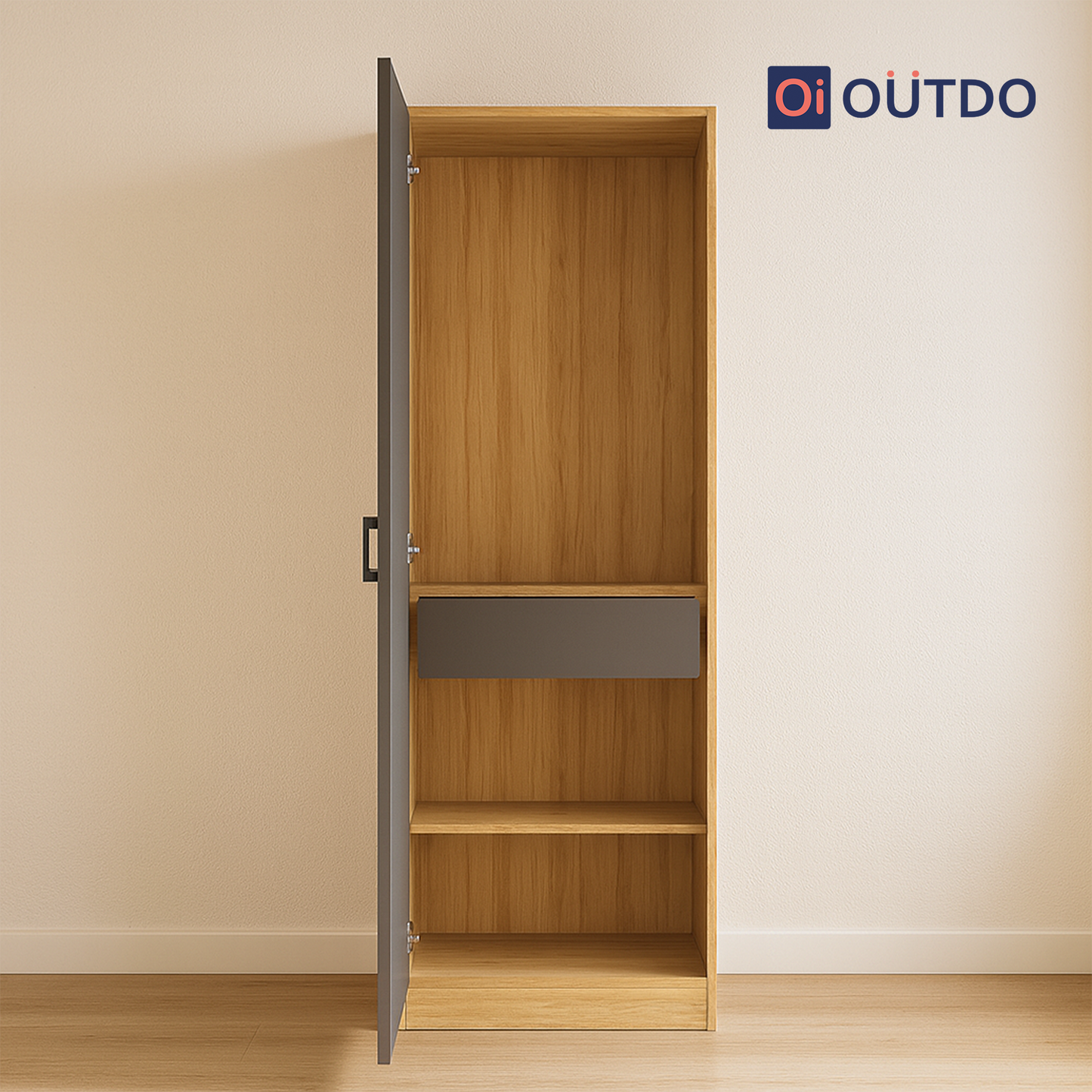 Slimora Single Door Wardrobe | Tundra Oak Slate Grey
