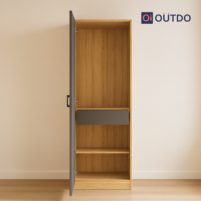 Slimora Single Door Wardrobe | Tundra Oak Slate Grey