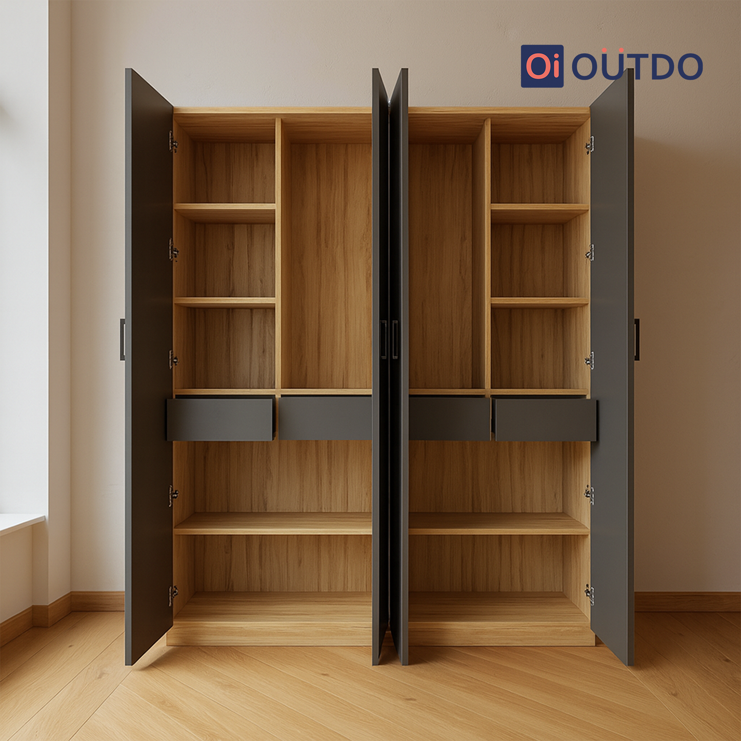 StoreForm 4 Door Wardrobe | Tundra Oak Slate Grey