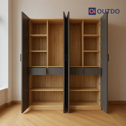 StoreForm 4 Door Wardrobe | Tundra Oak Slate Grey