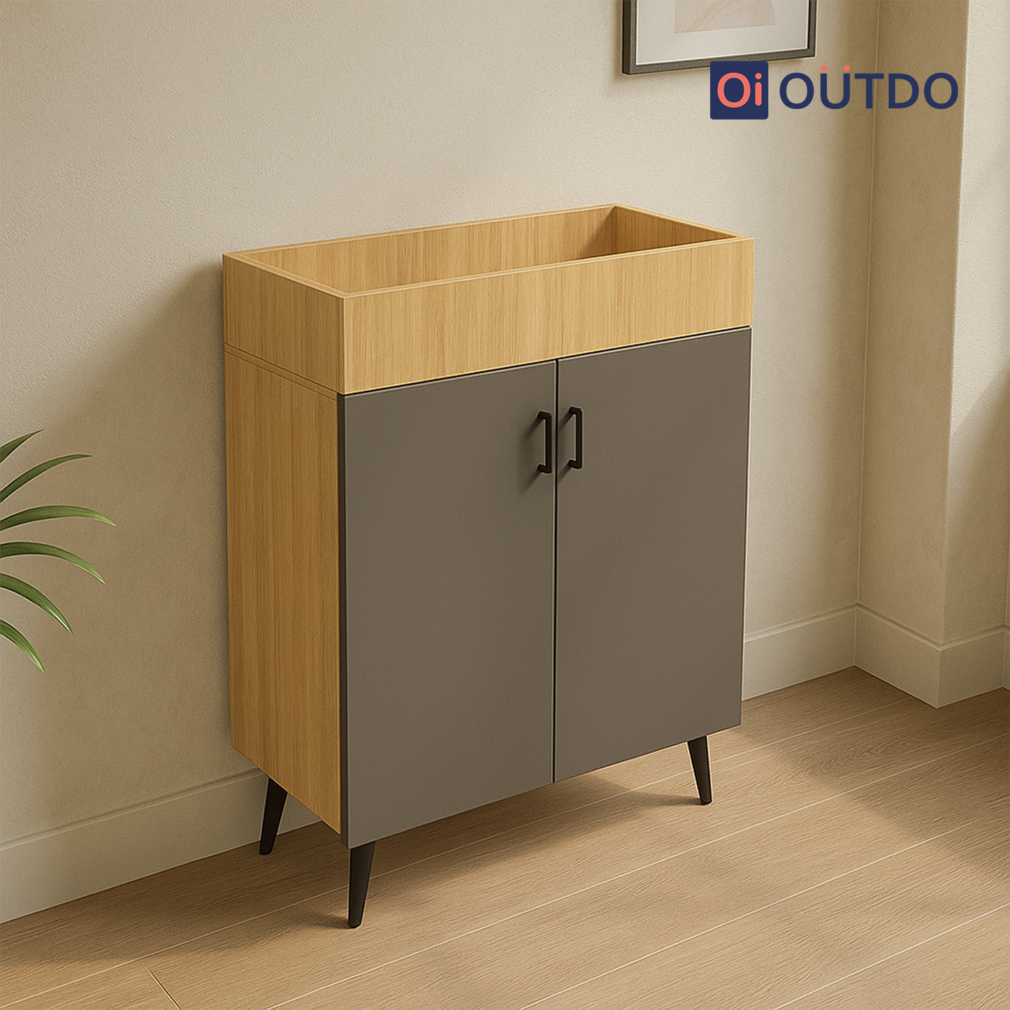 TrayNest Shoe Rack | Tundra Oak  Slate Grey