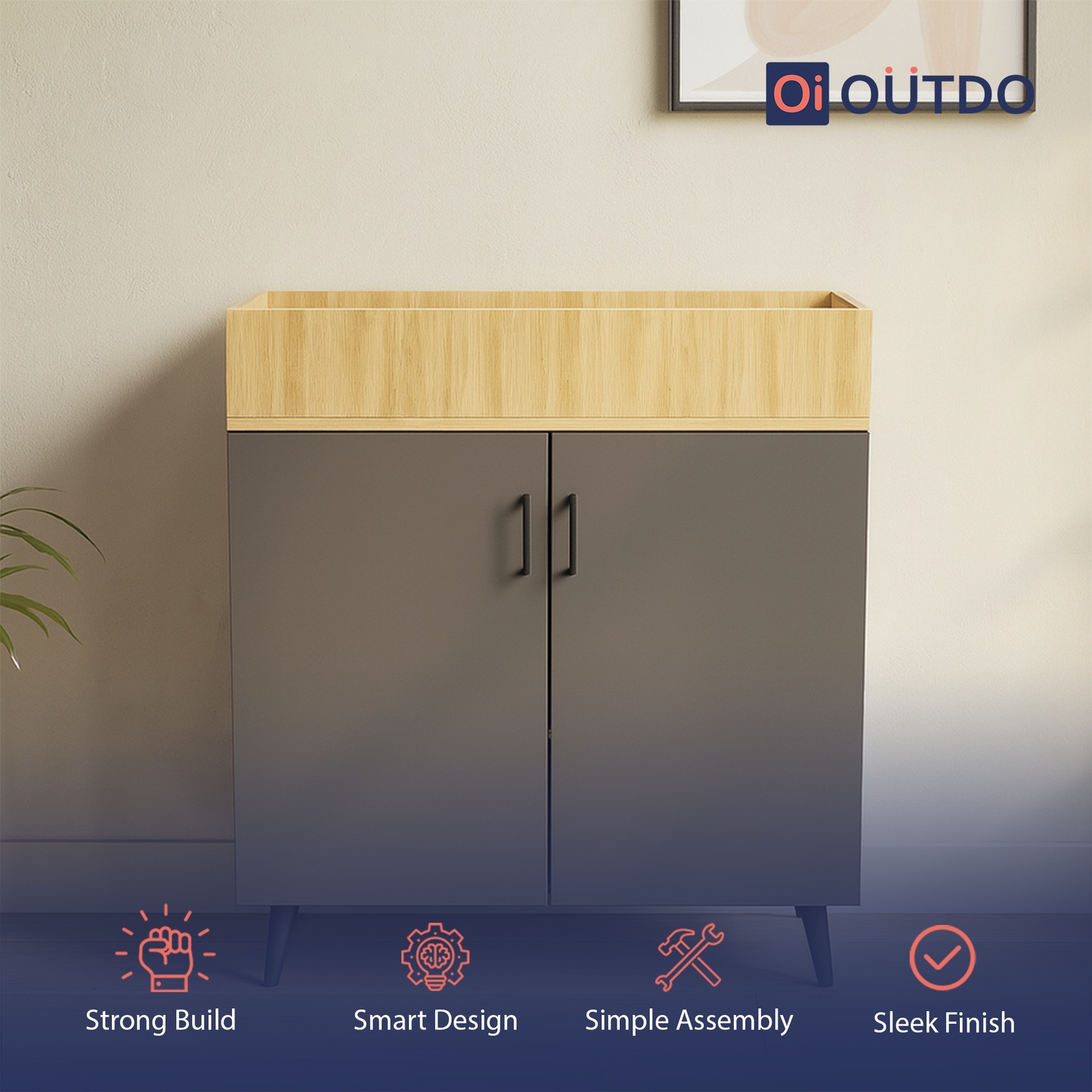 TrayNest Shoe Rack | Tundra Oak  Slate Grey