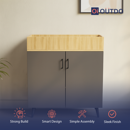 TrayNest Shoe Rack | Tundra Oak  Slate Grey