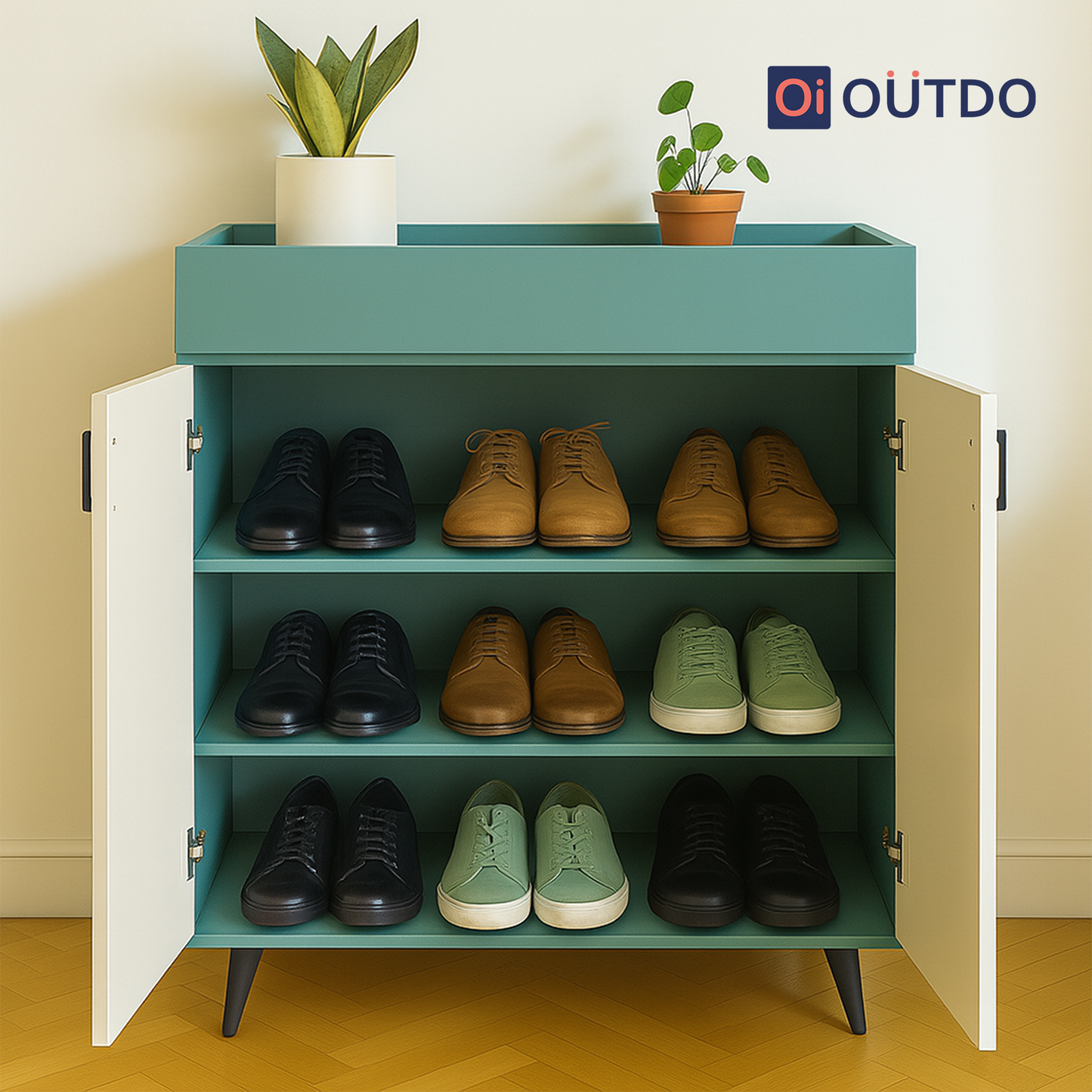 TrayNest Shoe Rack | Fern Green Water Green
