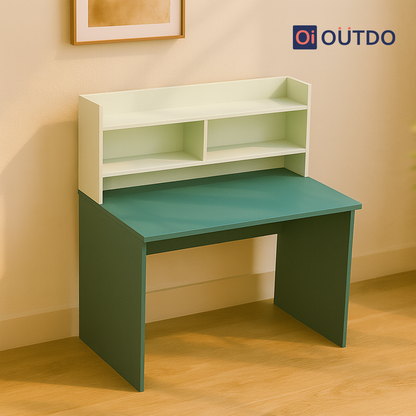 ShelfEdge Study Desk with Book Shelf | Fern Green Water Green
