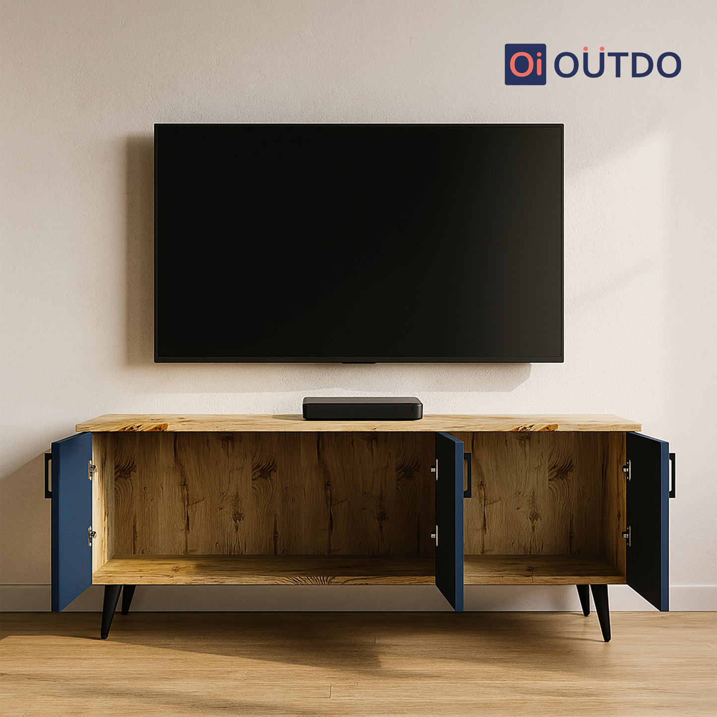BlockView TV Unit | Flagstaff Oak Navy Blue