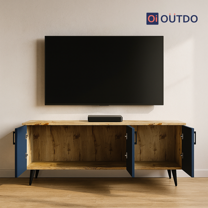 BlockView TV Unit | Flagstaff Oak Navy Blue