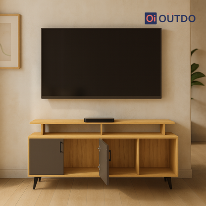 TierView TV Unit Tundra Oak Slate Grey