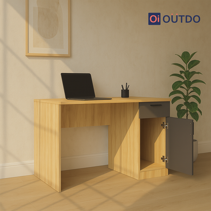 TaskNest Study Desk | Tundra Oak Slate Grey