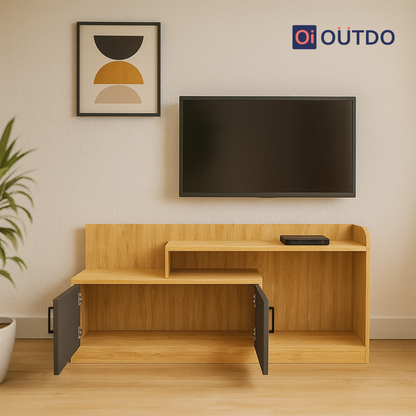 ViewFold TV Unit Thundra Oak Slate Grey