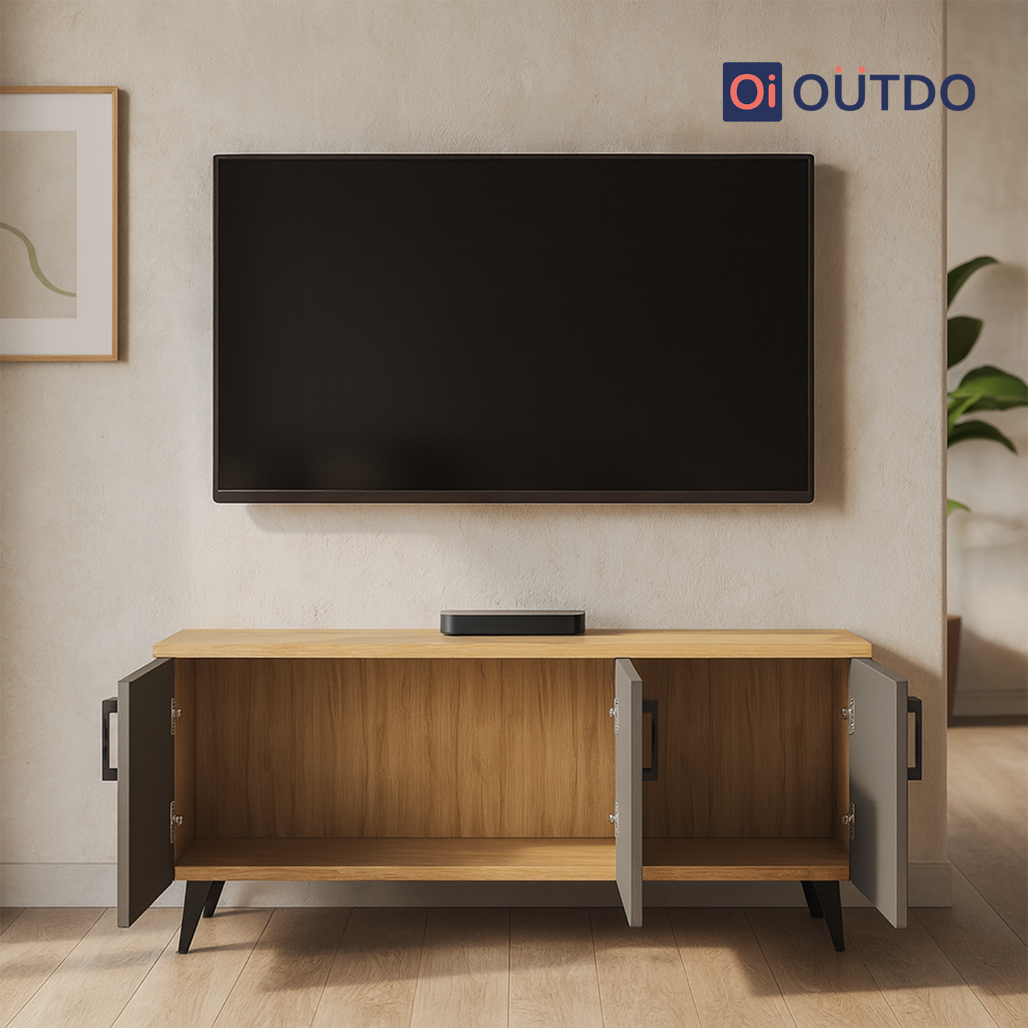 BlockView TV Unit Tundra Oak Slate Grey