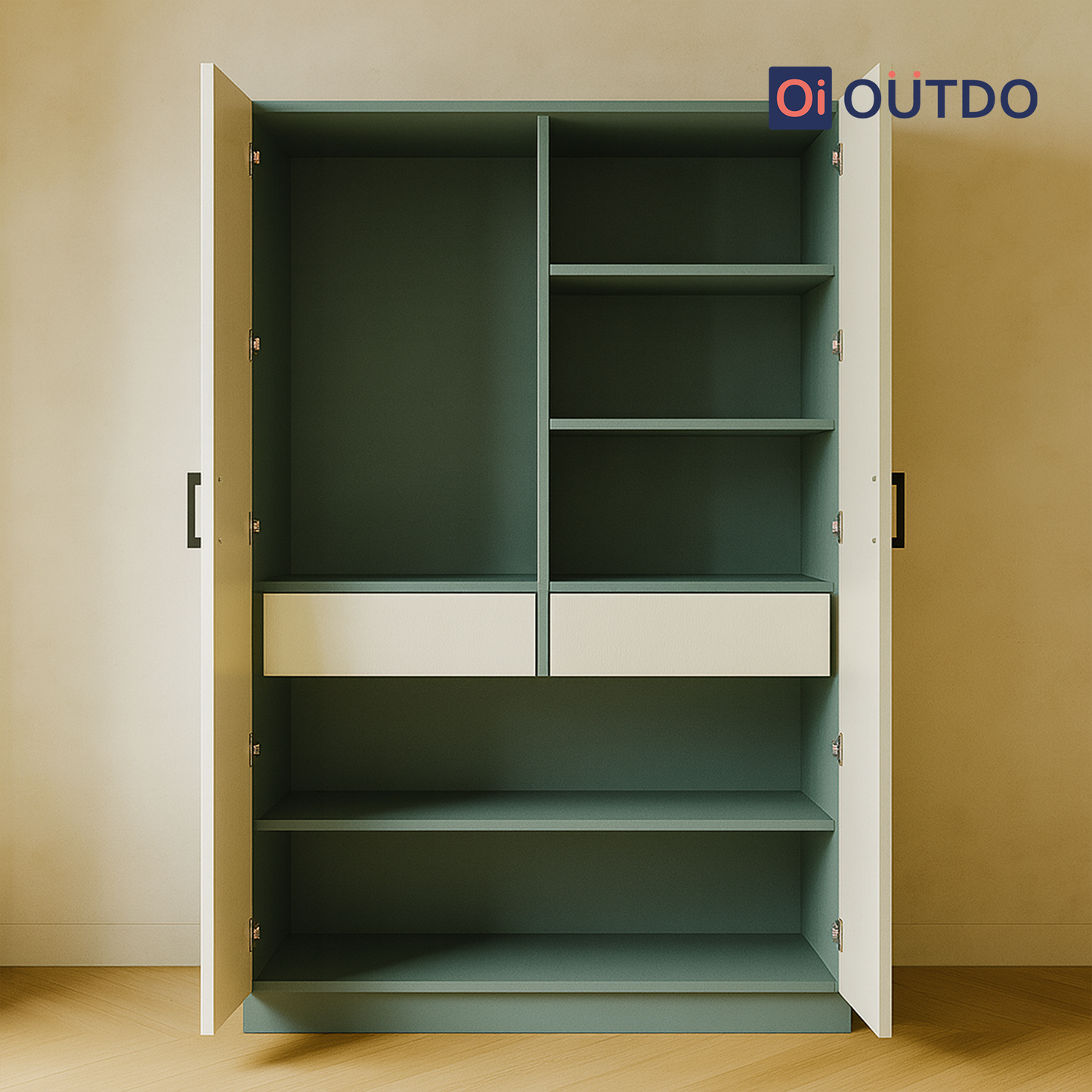 Moduno 2 Door Wardrobe | Fern Green Water Green