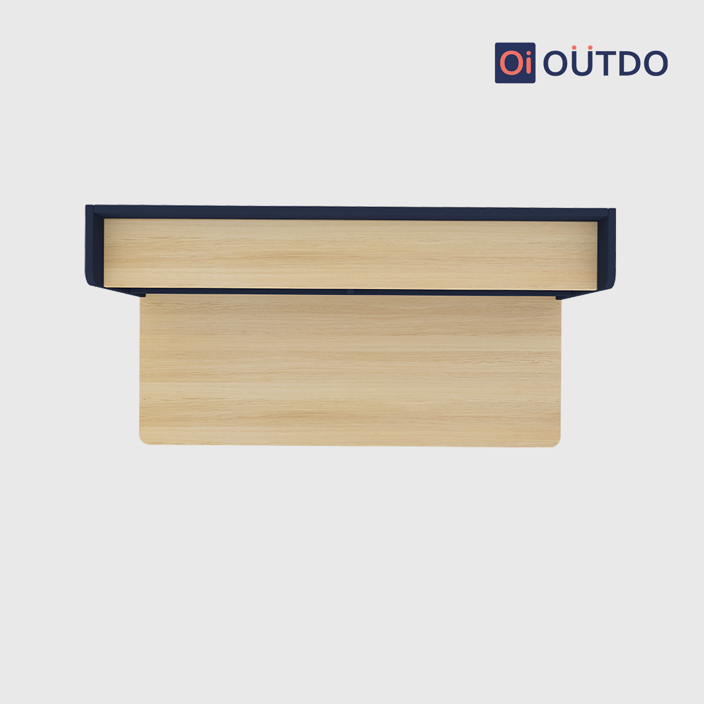 OutDo FocusPro Study Table with Bookshelf & Storage Cabinet | Burma Teak and Navi Blue