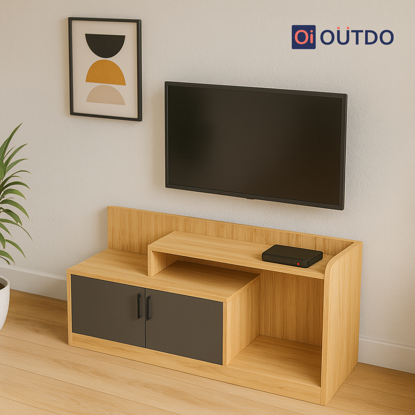 ViewFold TV Unit Thundra Oak Slate Grey