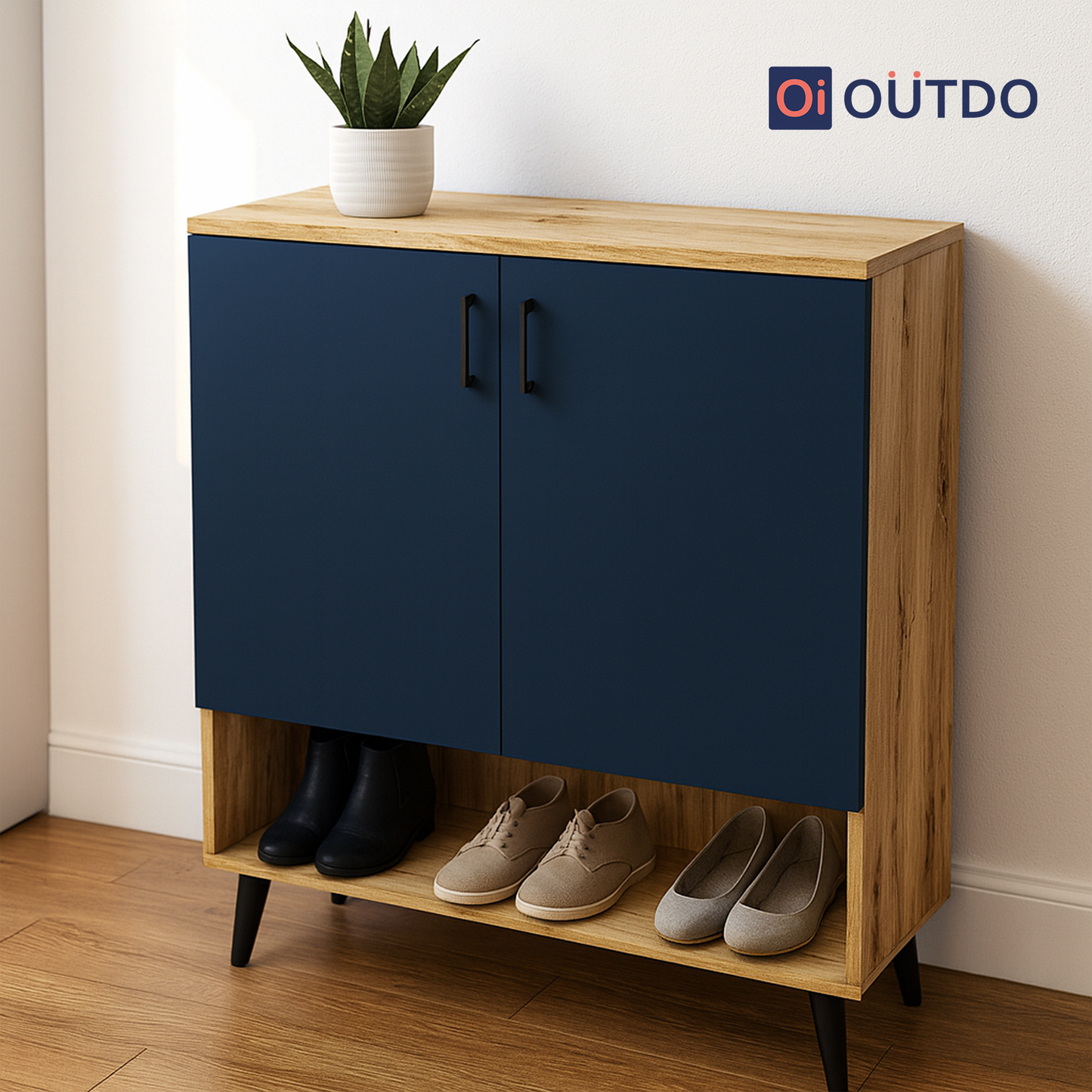 ShoeSync Shoe Rack | Flagstaff Oak Navy Blue