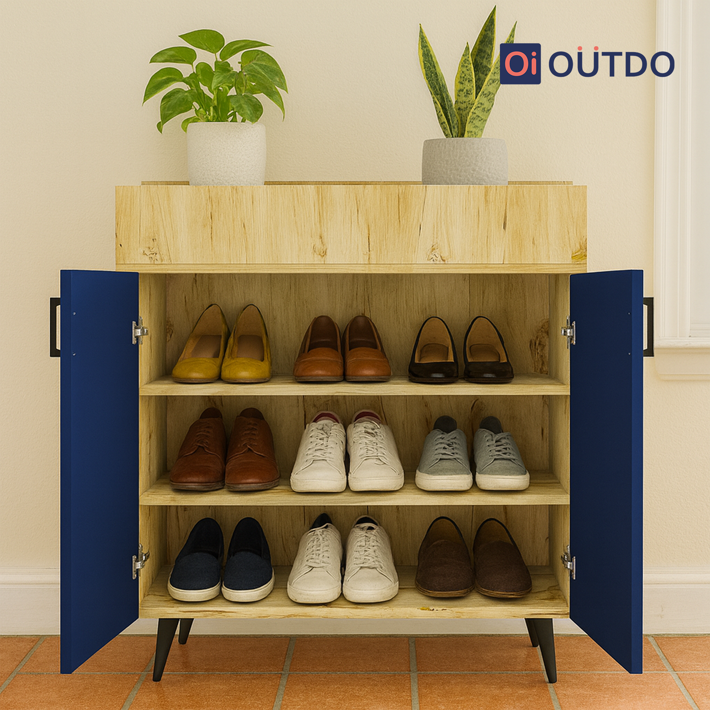 TrayNest Shoe Rack | Flagstaff Oak Navy Blue