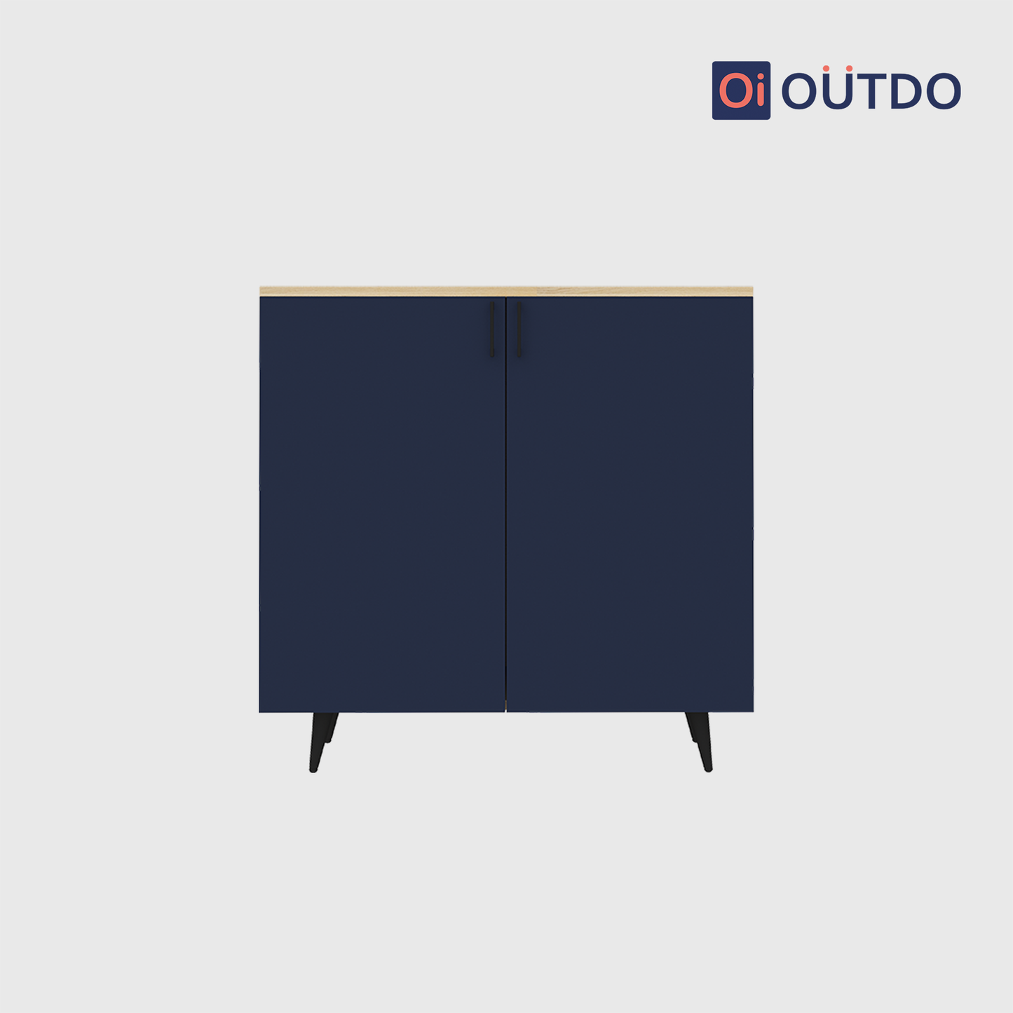 OutDo NeoStep Shoe Cabinet – Minimalist 2-Door Rack | Burma Teak and Navy Blue