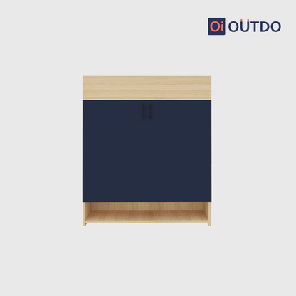 OutDo BloomStep Shoe Rack with Planter Top | Burma Teak and Navy Blue