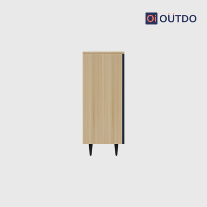 OutDo NeoStep Shoe Cabinet – Minimalist 2-Door Rack | Burma Teak and Navy Blue