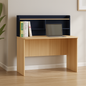 OutDo Focus+ Study Table with Bookshelf Hutch | Burma Teak and Navi Blue