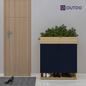 OutDo BloomStep Shoe Rack with Planter Top | Burma Teak and Navy Blue